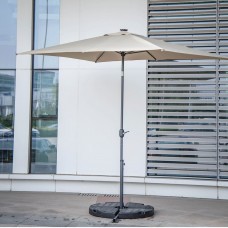 Kinbor Rectangular Outdoor Table Aluminum Solar Powered LED Lighted Patio Umbrella Window Awning  Garden Furniture 6 Metal Ribs Tan   
